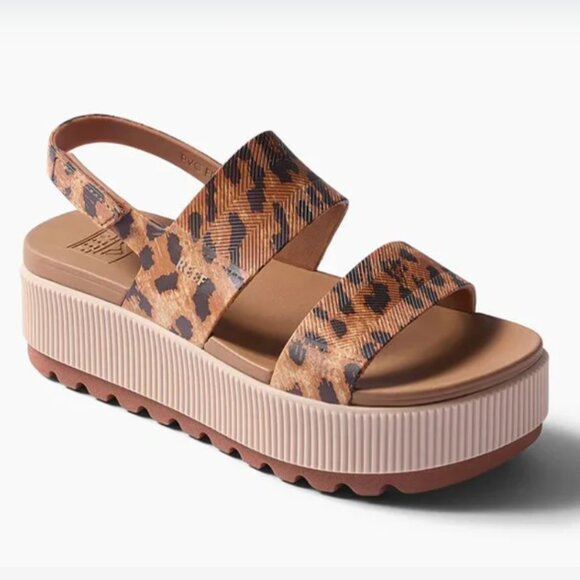 REEF Water Vista Higher Sandal Size 6 Womens Platform Leopard Animal Print NWOT - Picture 1 of 8